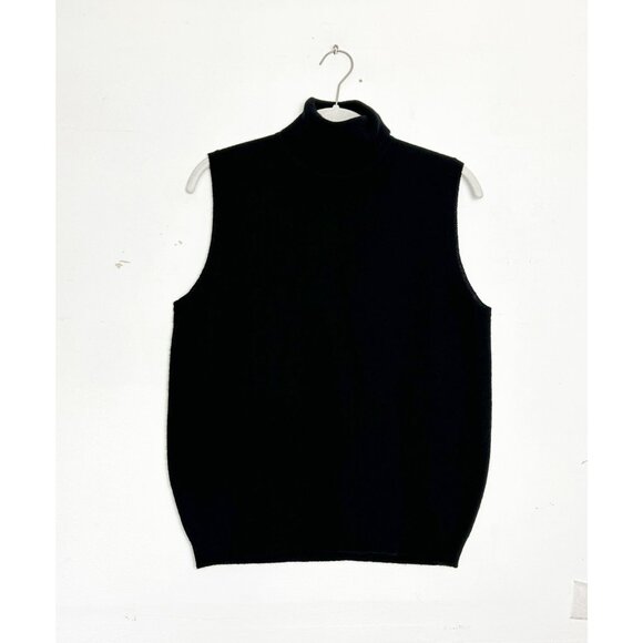 Kirkland Signature Cashmere Sleeveless Turtleneck Sweater in Black - Sz L - Picture 1 of 3